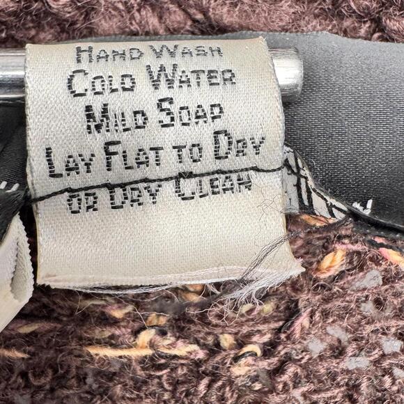 Peruvian Connection Sweater Cardigan Womens Large Brown Wool Aztec Knit Boho - Picture 5 of 8